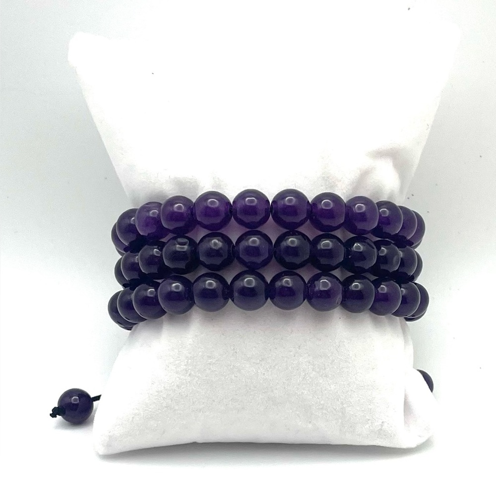 Aura Deepโ Purple Amethyst Set Of 3 Beaded Bracelets New With Box